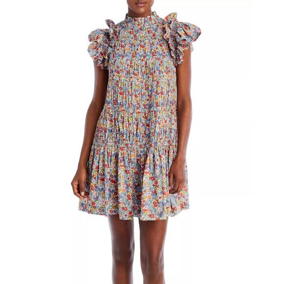 SEA NEW YORK Tuckernuck Multi Hanna Park Liberty Flutter Sleeve Cotton Dress XS - Picture 8 of 16
